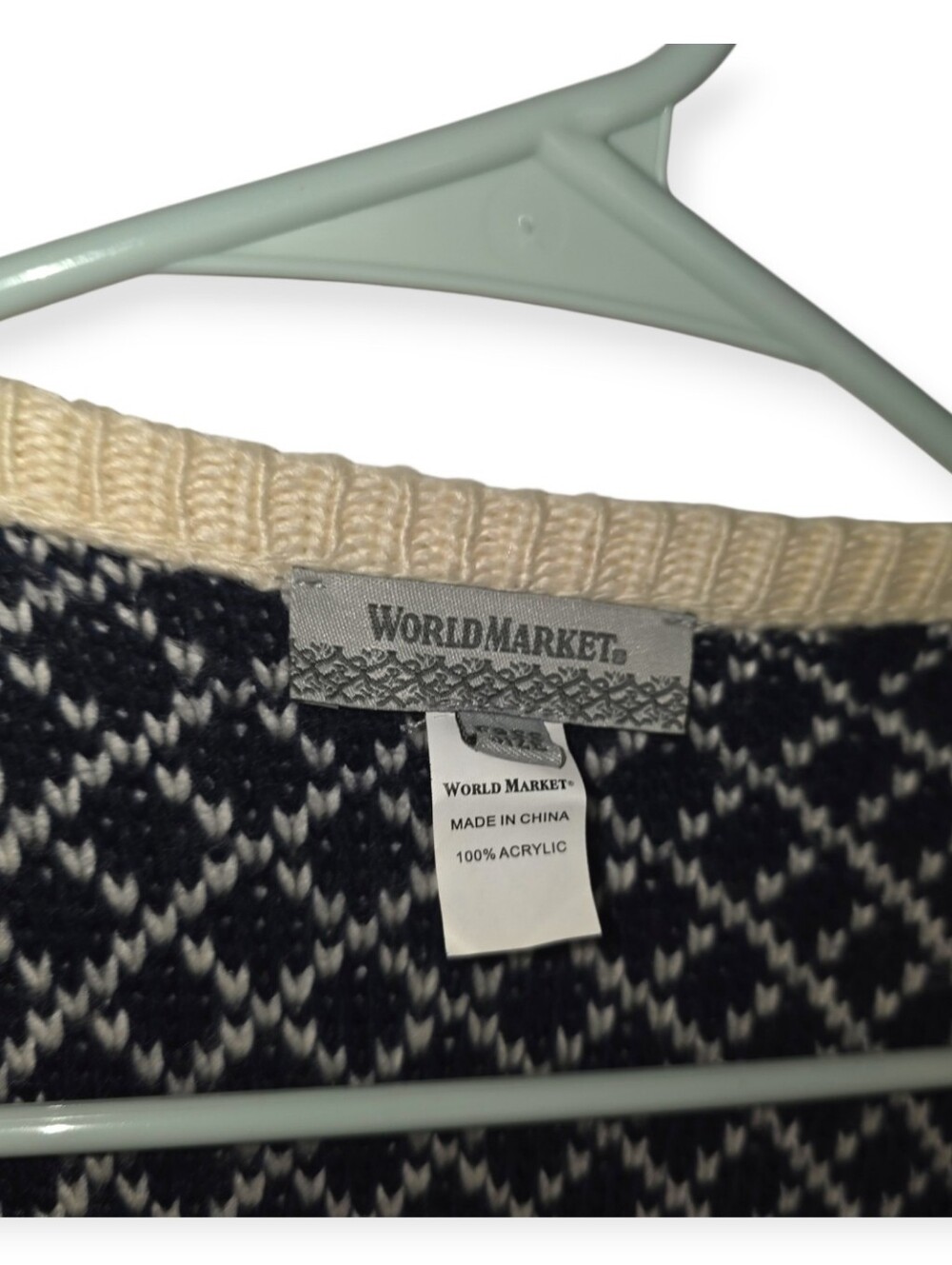 World Market Navy Cream Fringe Vest Cardigan One Size - Picture 3 of 5